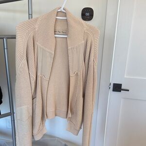 We the Free Free People Beige Open Front Cardigan with shawl collar